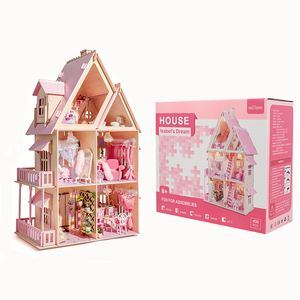 KNOWME Belle Princesse Miniature <span class=keywords><strong>Maison</strong></span> <span class=keywords><strong>de</strong></span> Poupée Meubles Grand Ensemble <span class=keywords><strong>de</strong></span> Jeu en Bois pour les Âges 8 + Mini Toy Style-Vente en Gros - Product Image 5