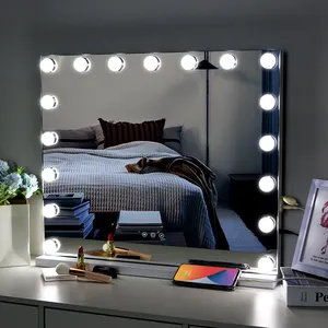 Miroir de vanité à led sans cadre, logo personnalisé, miroir d'hollywood avec ampoules, fournitures chinoises, bricolage