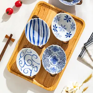 Prato Estilo Japonês Com Orelhas Duplas Underglaze Colorido Pratos De Tempero De Cerâmica Vinagre De Molho De Soja Tigela Lanche Prato