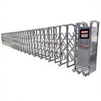 Porte coulissante électrique rétractable en alliage d'aluminium Qianou avec télécommande intelligente pour usine, école, porte automatique sans rail