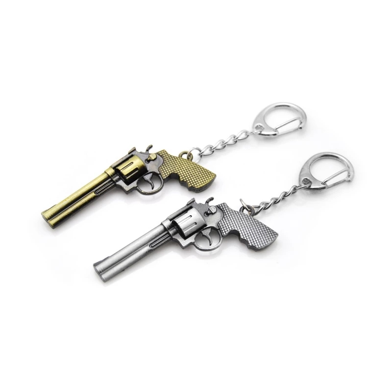 Custom Mini Metal Red Dead Redemption Letter Keychain 3D Gun Model Key Chain Holder Chaveiro Men Car Bag Gun Key Ring Pendant