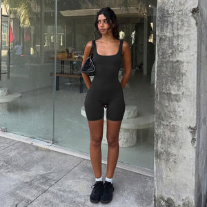 Combinaison de sport pour femme, style décontracté, col carré, dos nu, style transparent, haute élasticité, yoga, sport - Product Image 5