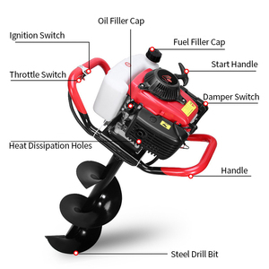 Excavadora de agujeros de poste de 60 cm de diámetro 52CC, barrena de tierra resistente para perforación de agujeros de invernadero de huerto, otros - Product Image 2