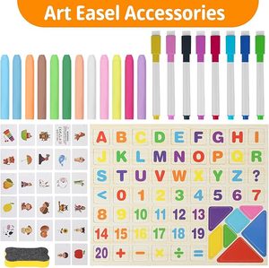 Caballete <span class=keywords><strong>de</strong></span> Madera para Niños con Ábaco, Pizarra Magnética <span class=keywords><strong>de</strong></span> Doble Cara, Pizarra Blanca y Pizarra <span class=keywords><strong>de</strong></span> Tiza, Caballete Plegable - Product Image 4