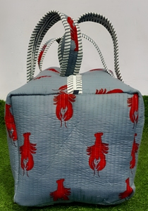 Indian Handmade Comfortable Cotton Fabric Quilted Duffle Bag for Women Casual Travel Weekender <b>Zipper</b> Shopping Shoulder - Product Image 6