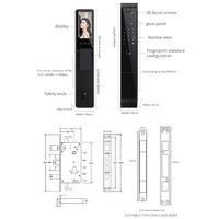 Cerradura Inteligente Multifuncional con Pantalla Integrada, Soporte para Cámara 3D, Desbloqueo por Palma de la Mano, Desbloqueo por Huella Dactilar, Llave de Desbloqueo Digital