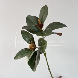 <b>Artificial</b> Magnolia Branch With Fruit Brown Leaves PVC Home Decor Flower Arrangement - Product Image 3