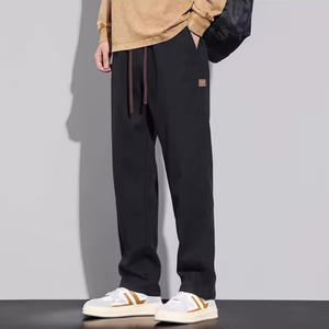 Pantalon décontracté droit pour homme, nouvelle collection Printemps 2023, doublé polaire, épaissi, coupe ample, jambe large, tendance, taille basse élastique, color block - Product Image 4