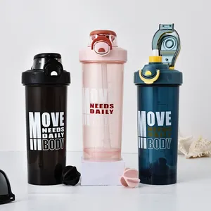 Customized Logo 800ml Bpa Free Gym Protein Shaker Bottles with Straw Strainer Filter Gym Fitness