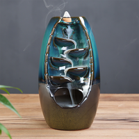 Brûleur d'encens à reflux en céramique chinoise créative personnalisée, diffuseur d'arômes, encensoir avec cônes de fumée parfumés au thé, porte-boulets