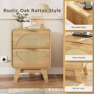 Vintage style bedside table, home <b>bedroom</b> <b>storage</b> <b>cabinet</b>, retro double drawer <b>storage</b> <b>cabinet</b>, 2026 creative bedside small - Product Image 2