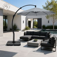 Parasol cantilever rond sur mesure de 3,5 m avec structure en aluminium courbée pour hôtel, piscine, cour, jardin, villa, terrasse extérieure - Fabrication OEM