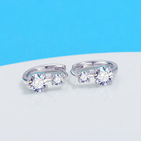 Boucles d'oreilles en argent sterling 925 avec double diamant de 0,6 carat et 2 moissanites, design tendance pour femmes âgées, luxe léger