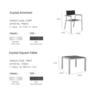 Ensemble de salle à manger d'extérieur en aluminium toutes saisons, mobilier de patio, table et chaises empilables pour hôtel, complexe hôtelier, restaurant