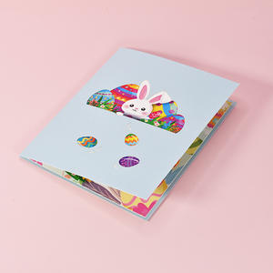 Papieren Bloemenstijl Uitnodiging Begroeting Cadeau Ansichtkaarten Schattige Pop-Up 3d Happy Bunny Easter Eggs Cadeaukaart Met Envelop - Product Image 6