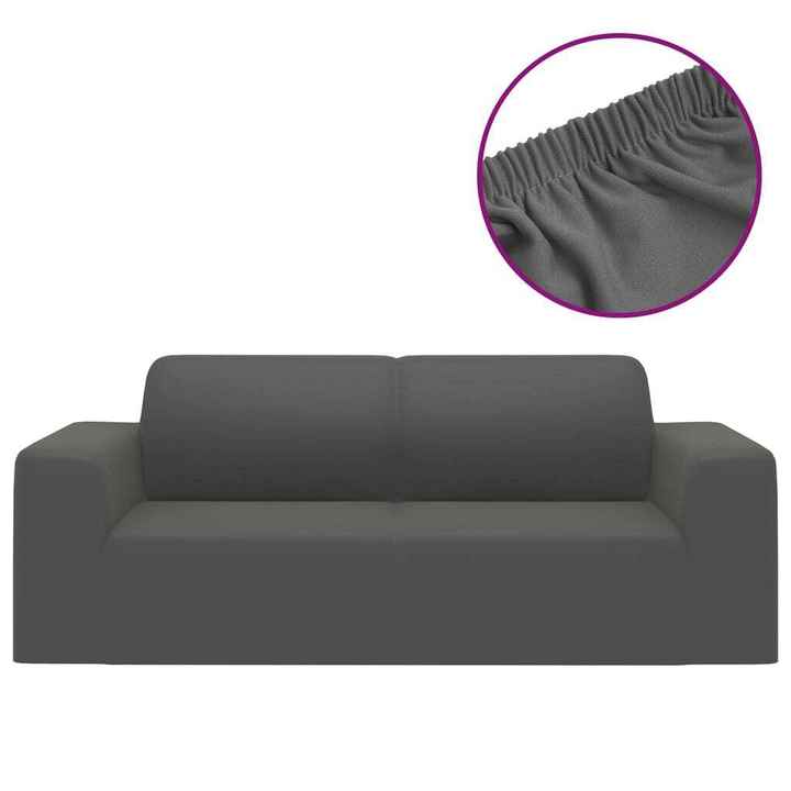 W2B VidaXL Anthracite 100% Polyester Jersey Couch Slipcover Stretch Sofa Cover for Three-Seat Sofa for Living Room 4-Seater Size