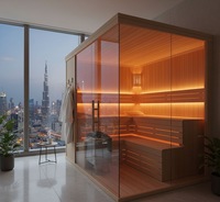 Sauna en bois massif au design moderne pour intérieur et extérieur, chauffage électrique infrarouge lointain, capacité 4 personnes, vapeur sèche, idéal pour hôtels et centres de villégiature
