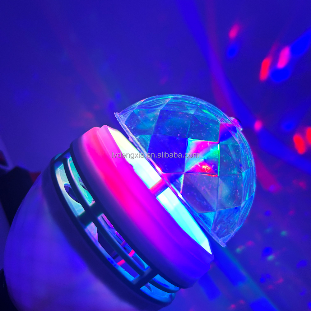 Мини E27 светодиодная лампа RGB, волшебный цветной проектор, автомобильные вращающиеся сценические огни AC220V/110V для праздничной вечеринки, бара, KTV, диско