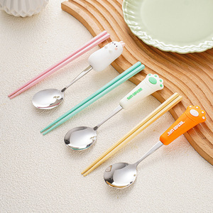 304 Stainless Steel Cartoon Animal Pattern Cake and Dessert Spoons and Forks Children's Portable Cutlery Set Gift Box - Product Image 2