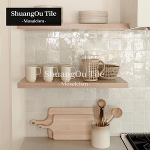 French Vintage Restaurant Kitchen Backsplash Glazed Pearl <strong>Tile</strong> Hotel Shower Bathroom Wall Long Strip <strong>Handmade</strong> <strong>Ceramic</strong> <strong>Tile</strong> - Product Image 4