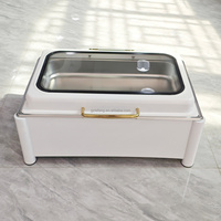 Chauffe-Plat de Luxe Manuel 9L en Acier Inoxydable Blanc pour Buffet, Alimenté à l'Alcool, pour Hôtels et Restaurants Modernes