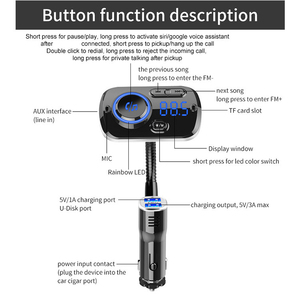 Araba kablosuz-uyumlu 5.0 FM verici kablosuz Handsfree ses alıcısı oto MP3 çalar hızlı şarj - Product Image 4