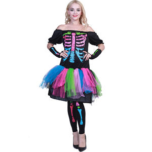 Halloween colorido huesos esqueleto Arco Iris familia hinchada tutú vestidos fiesta Rock Zombie Cosplay disfraces - Product Image 2