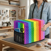 Housse de machine à coudre matelassée personnalisée Gay avec motif arc-en-ciel (version lavande), pour le rangement des machines à coudre domestiques