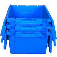 Caisses de déménagement en plastique recyclables et empilables avec couvercle à charnière, ensemble de boîtes de rangement pour entreprises de déménagement