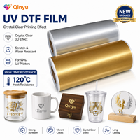Film de transfert UV DTF AB Qinyu en PET, rouleau doré/argenté pour impression d'autocollants de logo, faible épaisseur