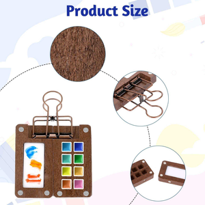 Palette de voyage en <span class=keywords><strong>bois</strong></span> pour artistes, mini palette d'aquarelle portable avec clip pour artistes, peintres, étudiants - Product Image 4
