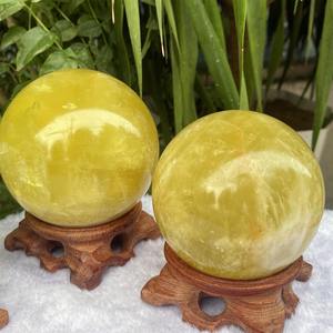 CrystalHola Sphère de cristal de quartz citrine naturelle polie de 8-8,5 cm, motif floral jaune, pour la décoration de la maison - Product Image 6