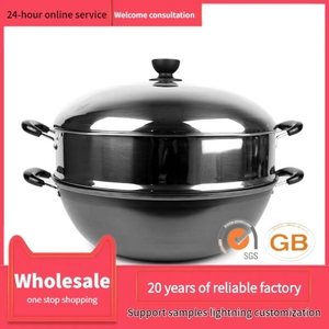 <span class=keywords><strong>Wok</strong></span> de Chef chinois en fonte antirouille, poêle à frire 40 Cm à Double poignée - Product Image 5
