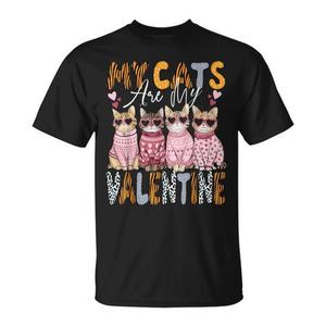 T-Shirt San Valentino con Gattino Carino, Manica Corta, Girocollo, Unisex, Stampa Digitale, Design per Amanti dei Gattini - Product Image 1
