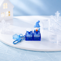 Cadeau de Noël, Père Noël, flocon de neige, LED bleue, jouet de décompression en plastique à deux boutons, porte-clés tactile