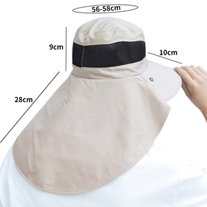 Chapeau de soleil pour activités de plein air (surf, randonnée, camping, plage), chapeau de pêcheur avec masque facial et protection de nuque, chapeau à large bord type baril - Product Image 4