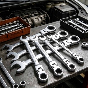 Jeu de clés à <span class=keywords><strong>cliquet</strong></span> métriques en alliage 17 pièces le plus vendu pour réparations de machines, boîte à outils durable avec douilles à dégagement rapide - Product Image 1