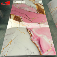 Panneau mural décoratif en PVC marbré brillant UV de 3 mm, imperméable, pour la décoration de murs intérieurs