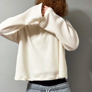 2025 Spring Street Wear Knit Thermal T-<b>Shirts</b> 100% Cotton Custom Manufacturer Blank Boxy Oversized <b>Waffle</b> Knit Long Sleeve - Product Image 2