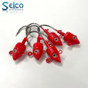 Selco Grosir 10G-60G Memancing Umpan Memimpin Salah Satu Ons Air Asin 1/4 Oz Jig Kepala Berat Hook