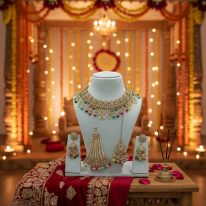 Royal White Alloy Ethnic Pearl Kundan Bridal <b>Set</b> Heavy <b>Gold</b> Plated Choker Handcrafted Engagement Wedding Anniversary Party Gift - Product Image 3