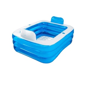PVC <b>Inflatable</b> Swimming Pool with Backrest 63*47*23.5 Inch <b>Bath</b> Tub for Adults Outdoor Indoor Freestanding Foldable Spa Tub - Product Image 1