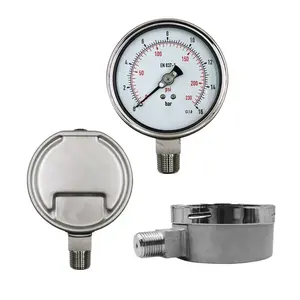 جهاز قياس الضغط من الفولاذ المقاوم للصدأ, جهاز قياس الضغط من الفولاذ المقاوم للصدأ Mbar ، 10 بار ، هيدروليك ، مقياس ضغط Psi