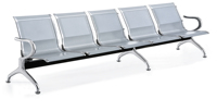 Chaise d'Attente Moderne 3 Places en Acier Inoxydable pour Espaces Publics, Hôpital et Aéroport