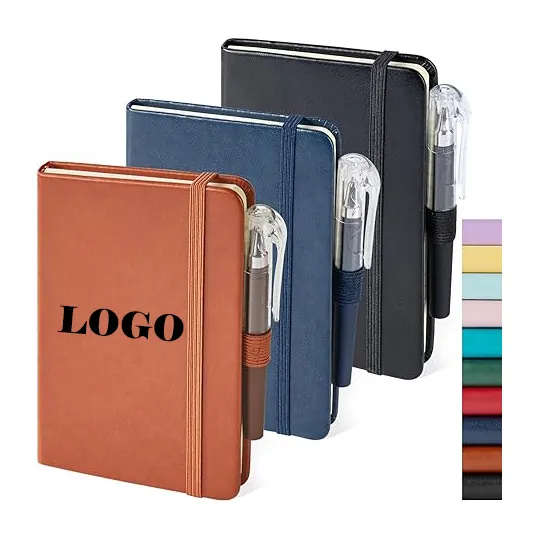 Mini agenda personnalisé avec impression de logo Carnet de notes scolaires en cuir PU à couverture rigide pour étudiants Carnets de notes