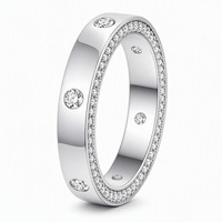 Bague élégante en moissanite à double ligne, taille brillant rond, sertie à griffes, en argent sterling S925, couleur D VVS, certifiée GRA, bijoux fins