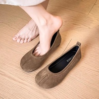 Chaussures plates pour femmes QF1, version en daim de trotteur de porc, avec jupe, lait, grande taille 918