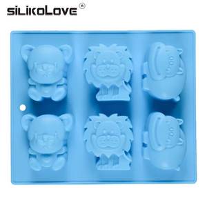 Molde de Silicona para Pastel de MUYULINS, 6 Cavidades, con Forma de Animales de Dibujos Animados (Hipopótamo, León, Oso), Antiadherente, Libre de BPA, con Certificación LFGB Platinum - Product Image 1
