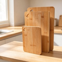 Rechthoekig bamboe snijplank met handvatgat, natuurlijk houten snijplank voor keuken, voedsel, groente en vleesbereiding