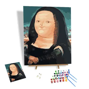 Kit de peinture à l'huile personnalisé populaire par numéros Version mignonne de Mona Lisa peinture à la main par numéros décoration d'art moderne